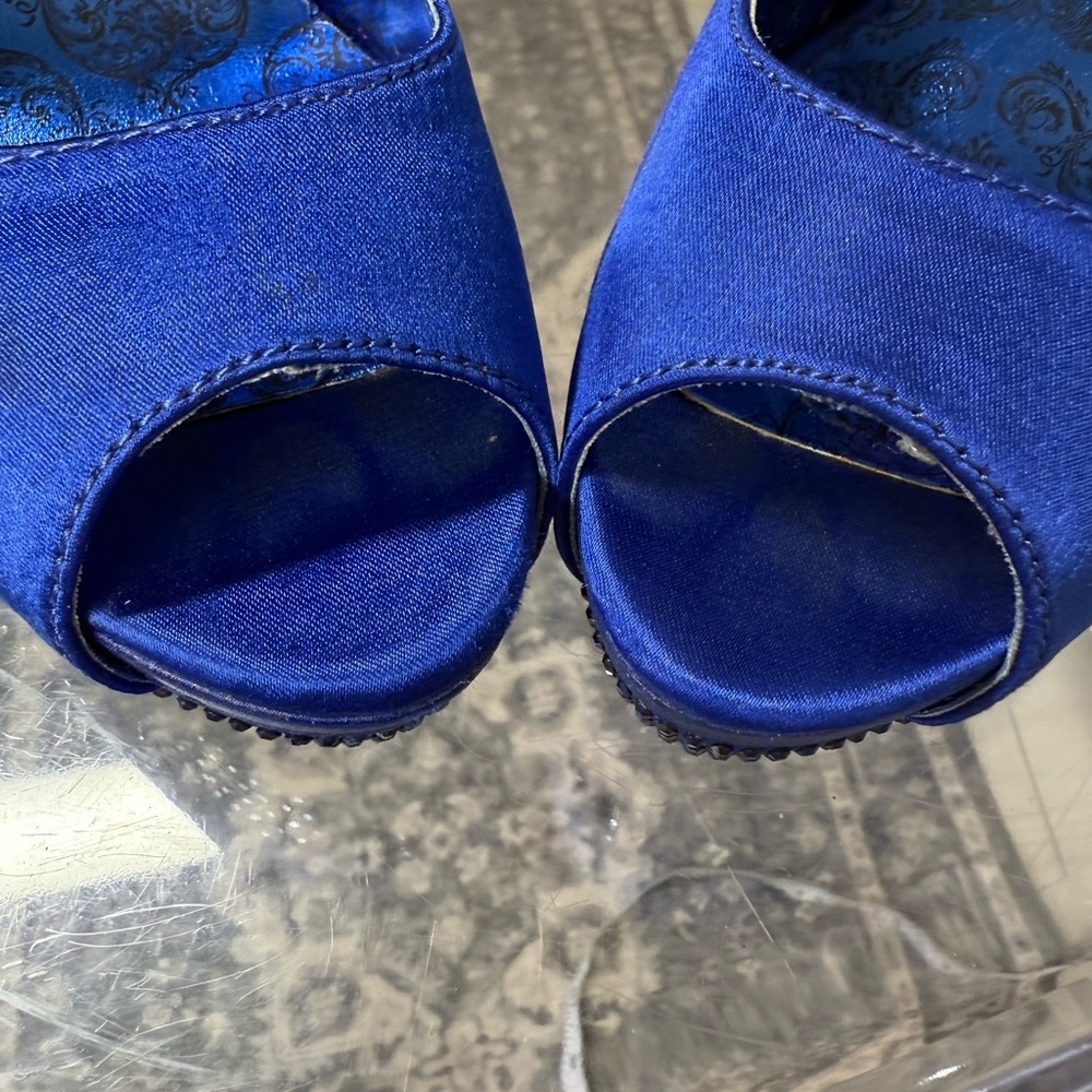 Pleaser Royal Blue Rhinestone Heels so Comfy and Sturdy to Stand and dance in - Picture 5 of 10